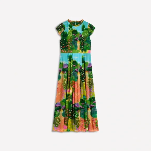 NWT BODEN Pleat Ruffle Maxi Dress in Multi Garden Path - Picture 7 of 13